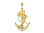 FJC Finejewelers 10 kt Yellow Gold Themed Solid Polished Anchor with Dolphin Charm 44 mm x 23 mm