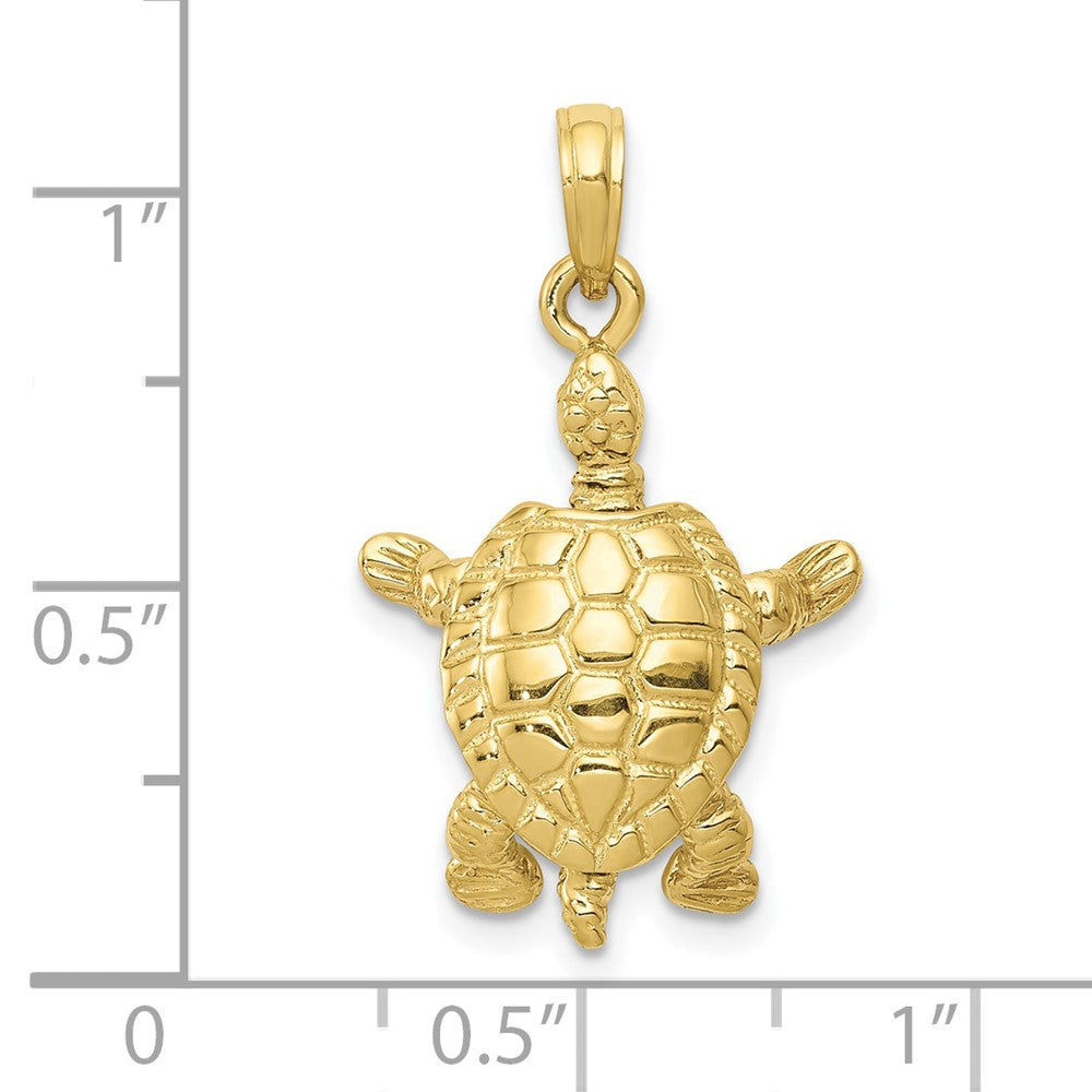 FJC Finejewelers 10 kt Yellow Gold Themed Solid Polished 3-D Moveable Turtle Charm 25 mm x 16 mm