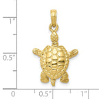 FJC Finejewelers 10 kt Yellow Gold Themed Solid Polished 3-D Moveable Turtle Charm 25 mm x 16 mm