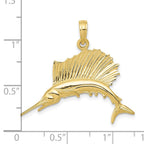 FJC Finejewelers 10 kt Yellow Gold Themed Polished Sailfish Charm 29 mm x 30 mm