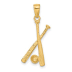 FJC Finejewelers 10 kt Yellow Gold Polished Open-Backed Bats and Baseball Charm 29 x 13 mm