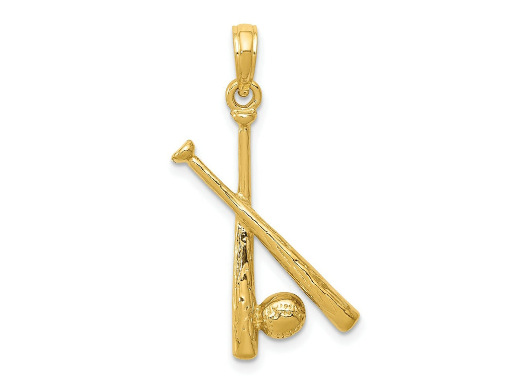 FJC Finejewelers 10 kt Yellow Gold Polished Open-Backed Bats and Baseball Charm 29 x 13 mm