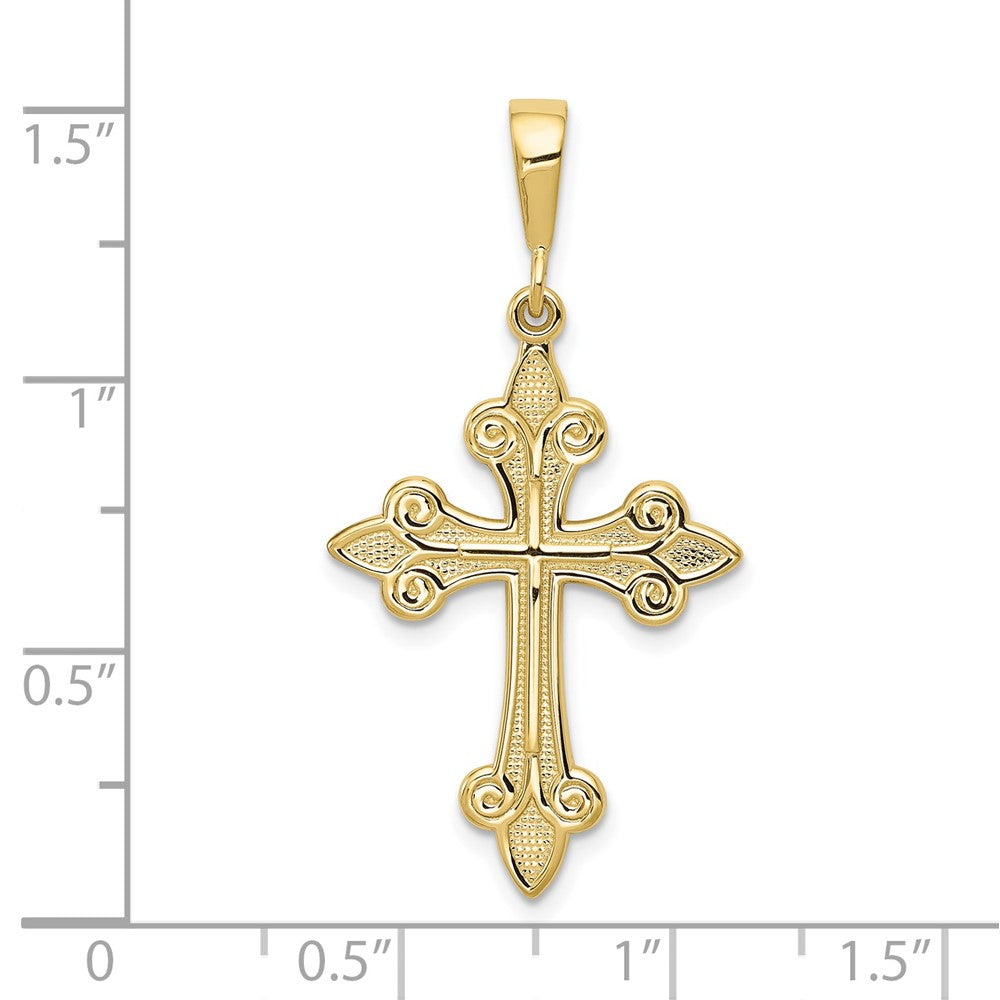 FJC Finejewelers 10 kt Yellow Gold Fleur de Lis Cross Charm 39 x 19 mm