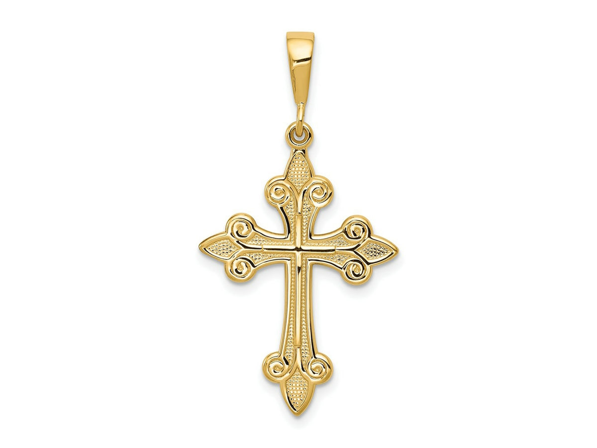 FJC Finejewelers 10 kt Yellow Gold Fleur de Lis Cross Charm 39 x 19 mm