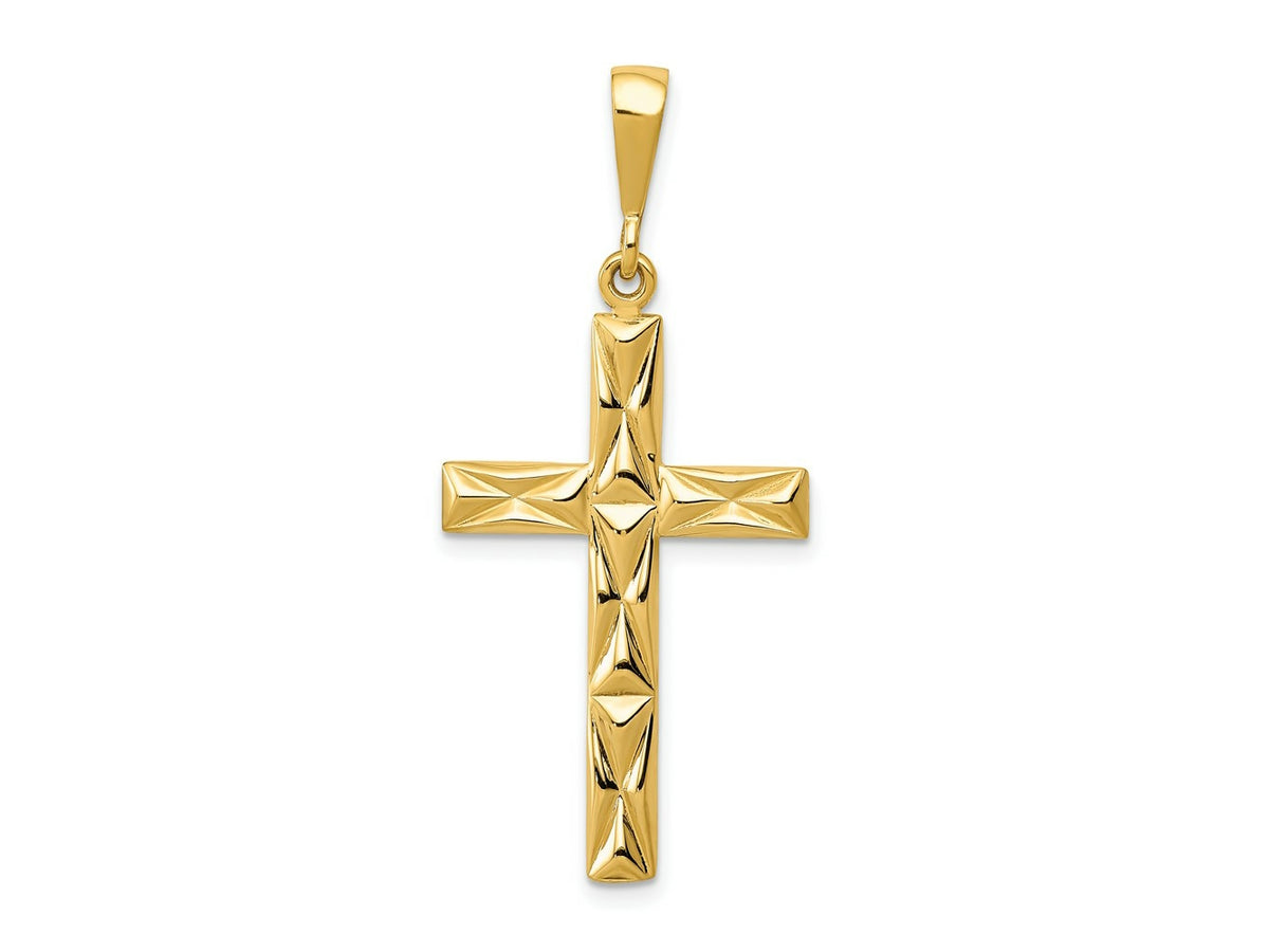 FJC Finejewelers 10 kt Yellow Gold Reversible Latin Cross Charm 40 x 18 mm