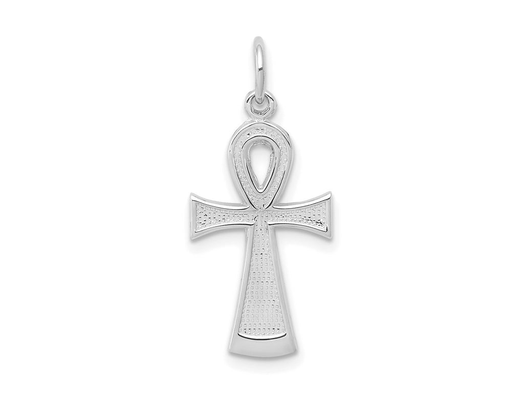 FJC Finejewelers 10 kt White Gold Themed Solid Flat-Backed Ankh/Egyptian Cross Charm 27 mm x 11.7 mm