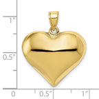 FJC Finejewelers 10 kt Yellow Gold Polished 3-D Heart Charm 25 x 22 mm