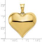 FJC Finejewelers 10 kt Yellow Gold Polished 3-D Heart Charm 38 x 31 mm
