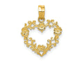 FJC Finejewelers 10 kt Yellow Gold Polished Floral Border Heart Charm 19 x 14 mm