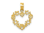 FJC Finejewelers 10 kt Yellow Gold Polished Floral Border Heart Charm 19 x 14 mm