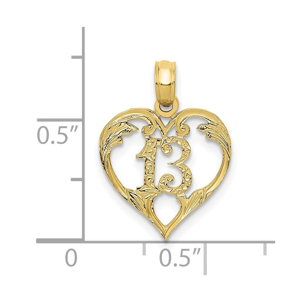 FJC Finejewelers 10 kt Yellow Gold 13 in Heart Cut-out Charm 19 x 13 mm