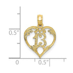 FJC Finejewelers 10 kt Yellow Gold 13 in Heart Cut-out Charm 19 x 13 mm