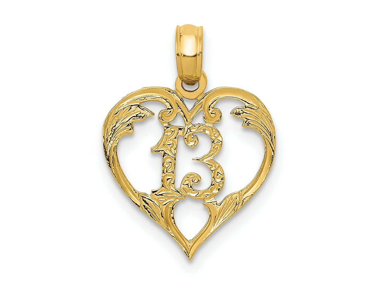 FJC Finejewelers 10 kt Yellow Gold 13 in Heart Cut-out Charm 19 x 13 mm