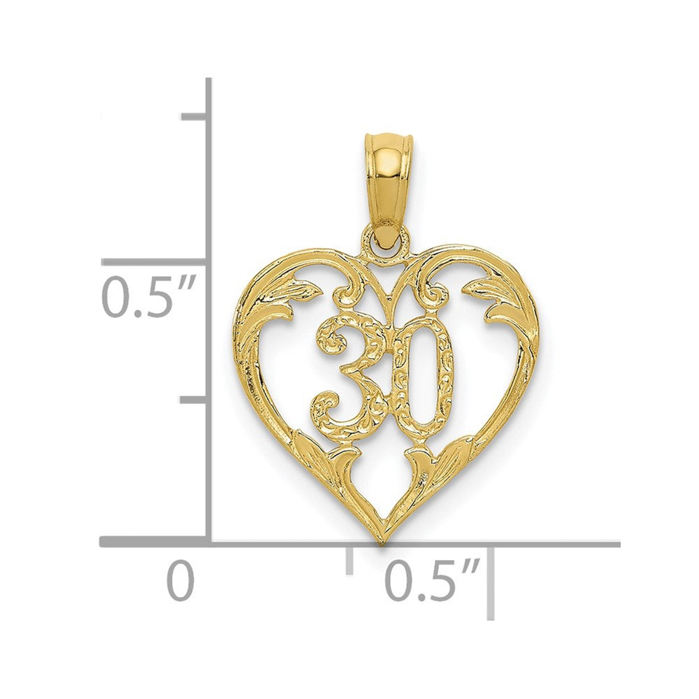 FJC Finejewelers 10 kt Yellow Gold 30 in Heart Cut-out Charm 19 x 14 mm
