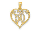 FJC Finejewelers 10 kt Yellow Gold 50 in Heart Cut-out Charm 19 x 14 mm