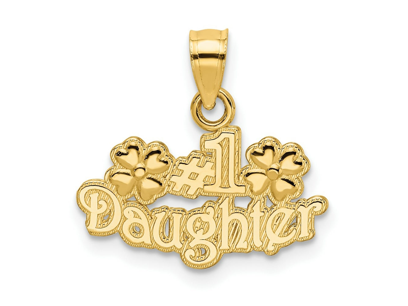 FJC Finejewelers 10 kt Yellow Gold #1 DAUGHTER with Flowers Charm 14 x 16 mm