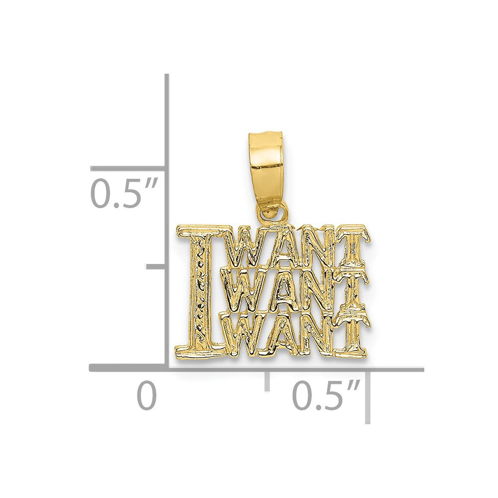 FJC Finejewelers 10 kt Yellow Gold I WANT WANT WANT Charm 8 x 13 mm