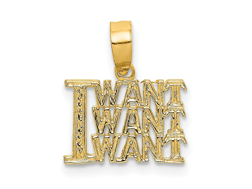 FJC Finejewelers 10 kt Yellow Gold I WANT WANT WANT Charm 8 x 13 mm