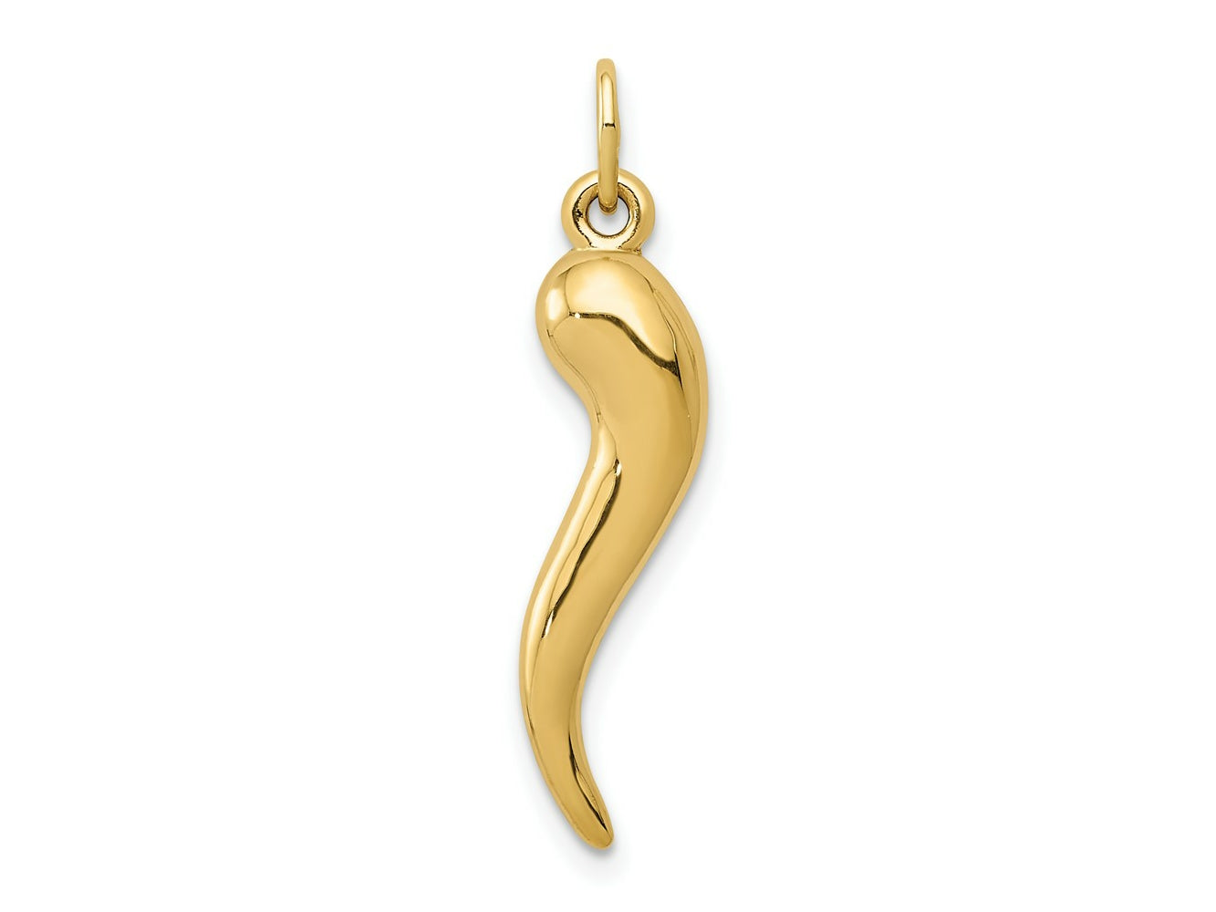 FJC Finejewelers 10 kt Yellow Gold 3D Italian Horn Charm 25 x 5 mm