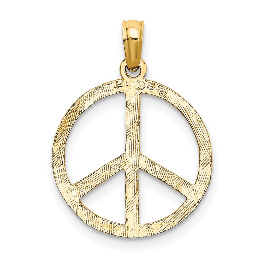 FJC Finejewelers 10 kt Yellow Gold Textured Peace Sign Charm 20 x 15 mm