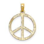 FJC Finejewelers 10 kt Yellow Gold Textured Peace Sign Charm 20 x 15 mm