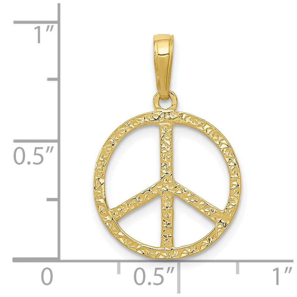 FJC Finejewelers 10 kt Yellow Gold Textured Peace Sign Charm 20 x 15 mm