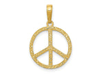 FJC Finejewelers 10 kt Yellow Gold Textured Peace Sign Charm 20 x 15 mm
