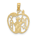 FJC Finejewelers 10 kt Yellow Gold Cut-out NEW YORK with Statue of Liberty in Apple Charm 15 x 15 mm