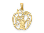 FJC Finejewelers 10 kt Yellow Gold Cut-out NEW YORK with Statue of Liberty in Apple Charm 15 x 15 mm