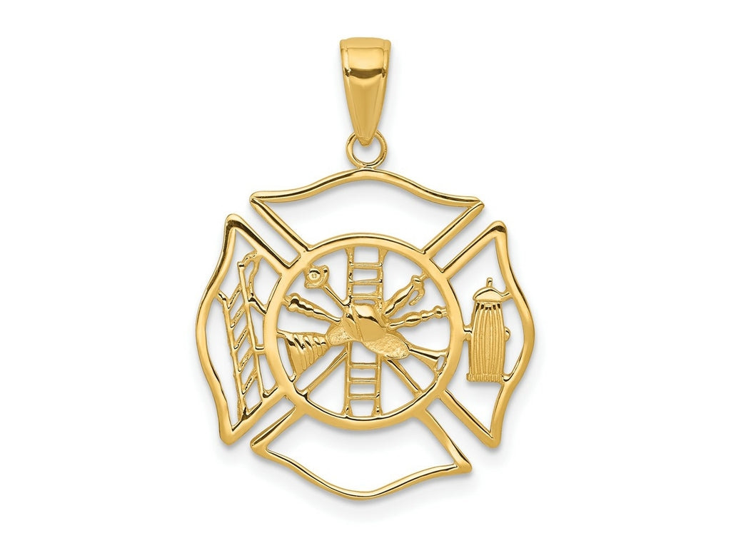 FJC Finejewelers 10 kt Yellow Gold Fireman Shield Charm 29 x 21 mm