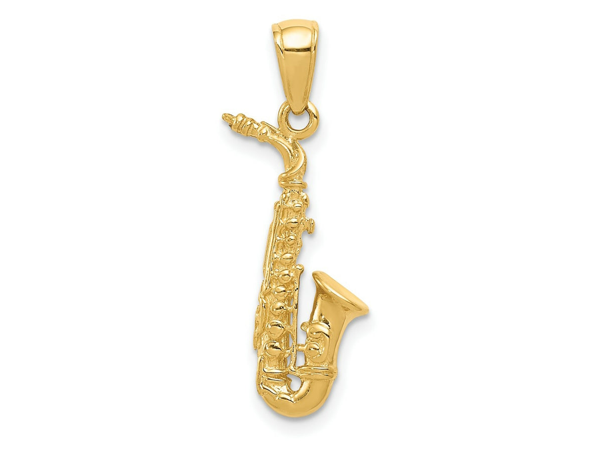 FJC Finejewelers 10 kt Yellow Gold 3-D Saxophone Charm 25 x 12 mm