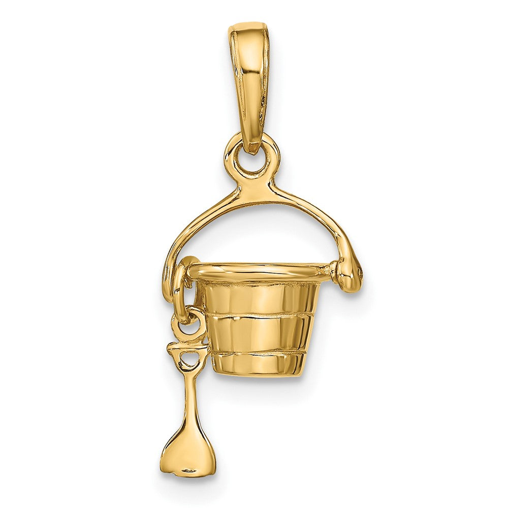 FJC Finejewelers 10 kt Yellow Gold 3-D Beach Bucket with Shovel Charm 21 x 12 mm