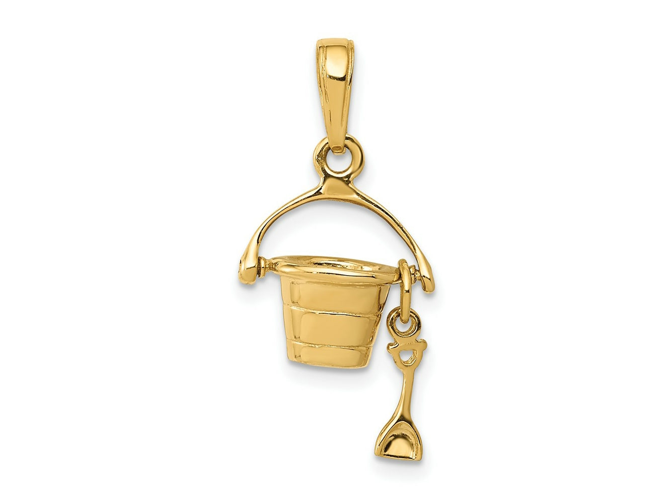 FJC Finejewelers 10 kt Yellow Gold 3-D Beach Bucket with Shovel Charm 21 x 12 mm