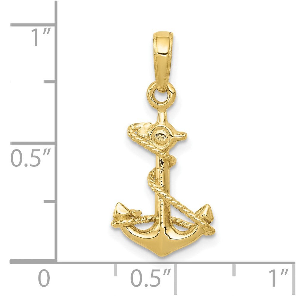 FJC Finejewelers 10 kt Yellow Gold 3-D Anchor with Rope Charm 22 x 11 mm