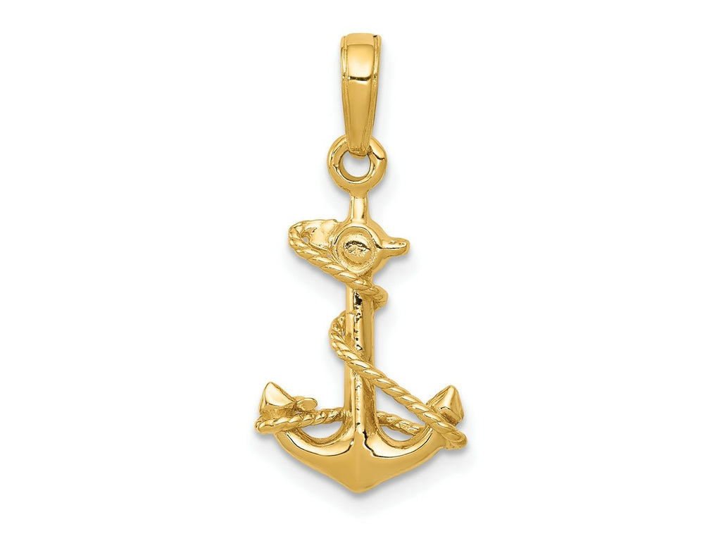 FJC Finejewelers 10 kt Yellow Gold 3-D Anchor with Rope Charm 22 x 11 mm