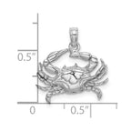 FJC Finejewelers 10 kt White Gold Themed 2-D Blue Crab Charm 15 mm x 18.1 mm