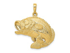 FJC Finejewelers 10 kt Yellow Gold Bass Fish Jumping Charm 30 x 27 mm