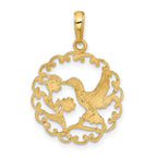 FJC Finejewelers 10 kt Yellow Gold Hummingbird in Round Frame Charm 27 x 20 mm