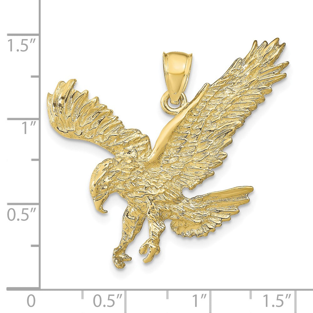 FJC Finejewelers 10 kt Yellow Gold Textured Eagle Landing Charm 31 x 38 mm