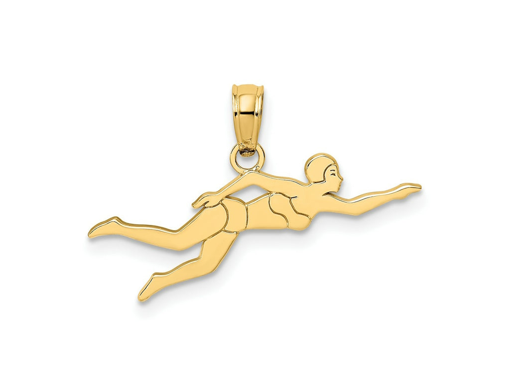 FJC Finejewelers 10 kt Yellow Gold Female Swimmer Charm 6 x 23 mm