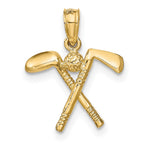 FJC Finejewelers 10 kt Yellow Gold 3-D Golf Clubs with Ball Charm 10 x 14 mm