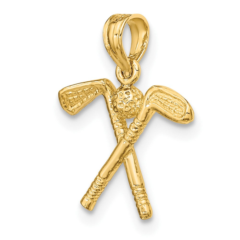 FJC Finejewelers 10 kt Yellow Gold 3-D Golf Clubs with Ball Charm 10 x 14 mm