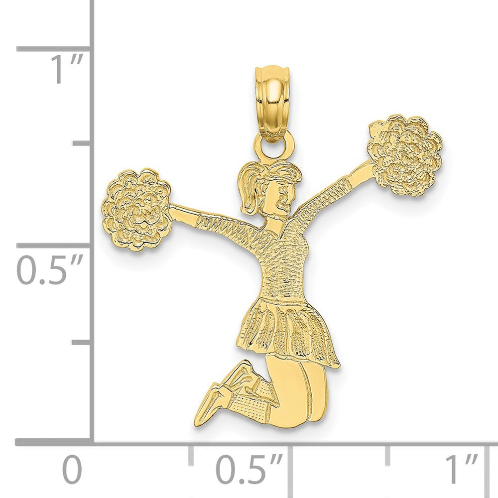 FJC Finejewelers 10 kt Yellow Gold Cheerleader Jumping with Pom-Pom's Charm 19 x 33 mm