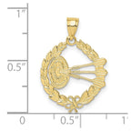 FJC Finejewelers 10 kt Yellow Gold Dart Board and Darts in Leaf Design Charm 18 x 17 mm