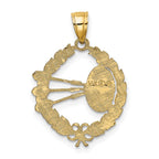 FJC Finejewelers 10 kt Yellow Gold Dart Board and Darts in Leaf Design Charm 18 x 17 mm