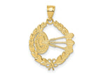 FJC Finejewelers 10 kt Yellow Gold Dart Board and Darts in Leaf Design Charm 18 x 17 mm