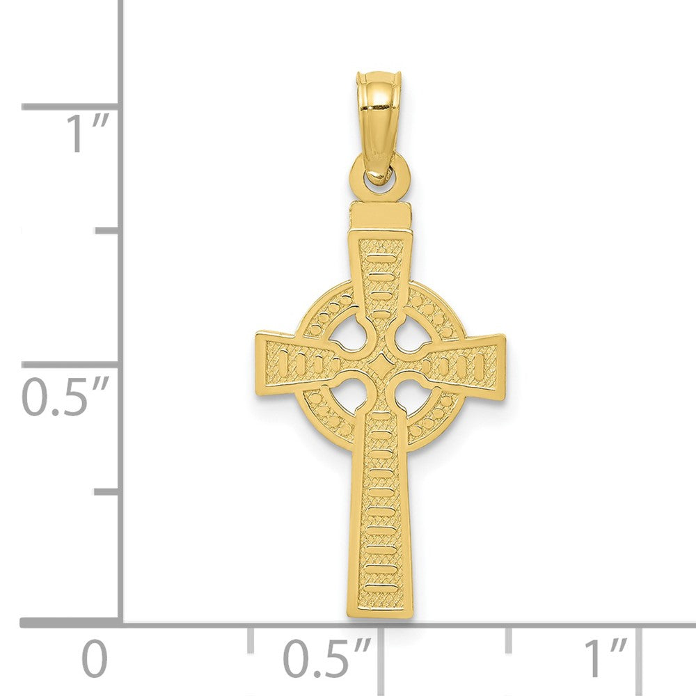 FJC Finejewelers 10 kt Yellow Gold Reversible GOD IS LOVE Celtic Cross Charm 29 x 12 mm