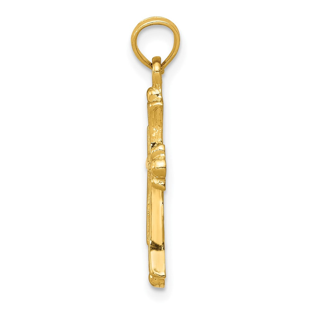 FJC Finejewelers 10 kt Yellow Gold Budded Cross Charm 26 x 13 mm