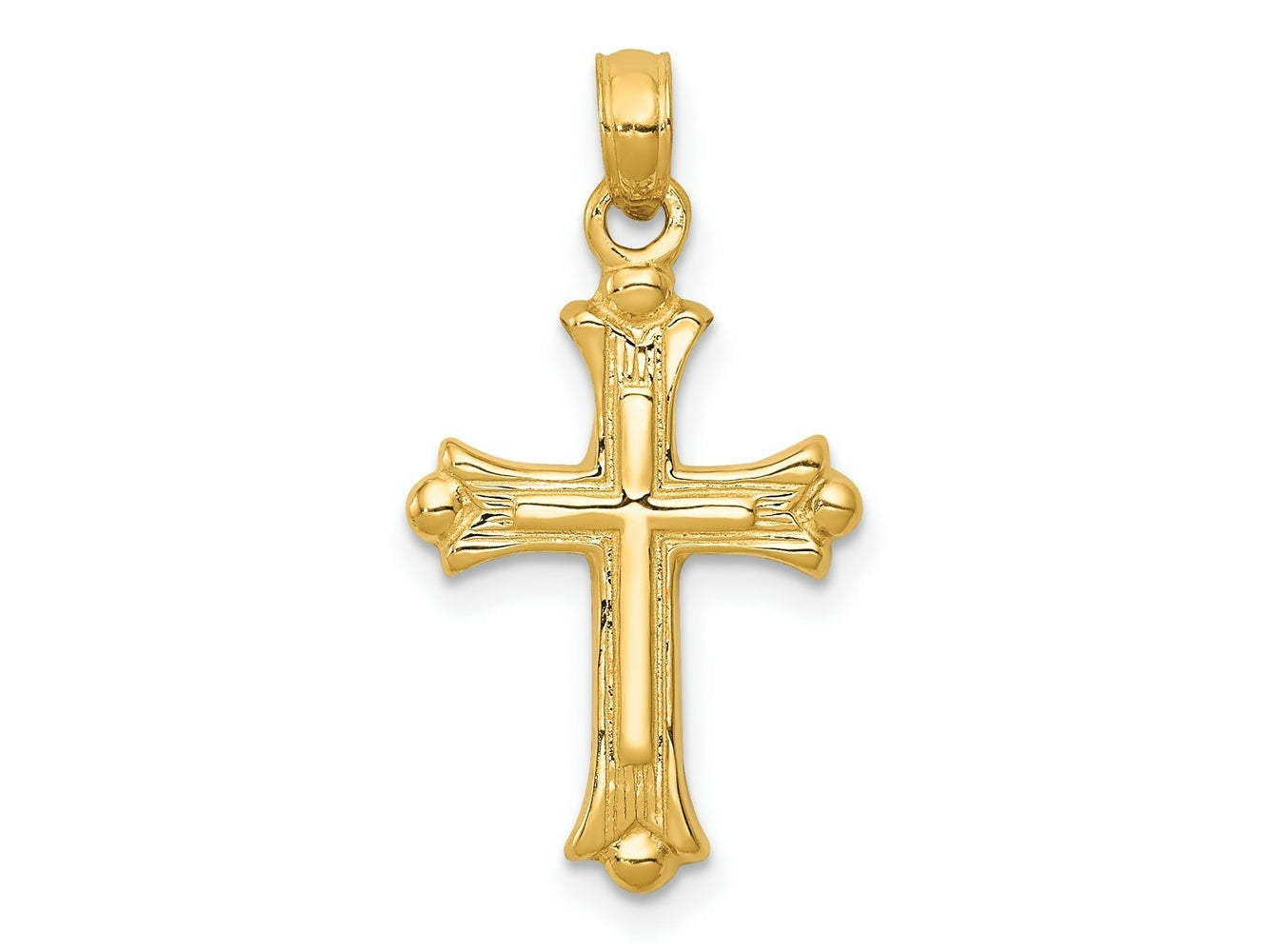FJC Finejewelers 10 kt Yellow Gold Budded Cross Charm 26 x 13 mm