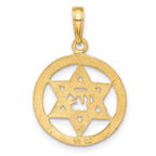 FJC Finejewelers 10 kt Yellow Gold Jewish Chi in Star of David Charm 25 x 17 mm